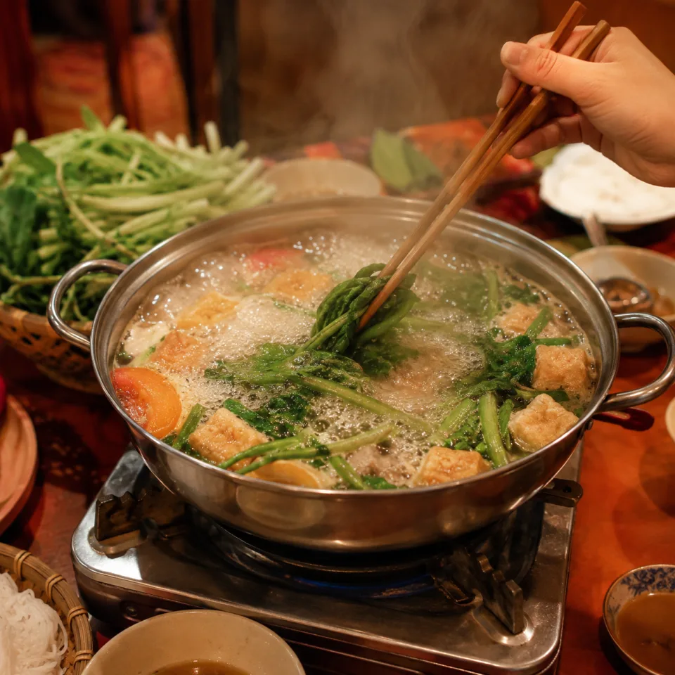 Phần cơm trưa gọn gàng, đủ món mặn canh rau — khách ăn trưa